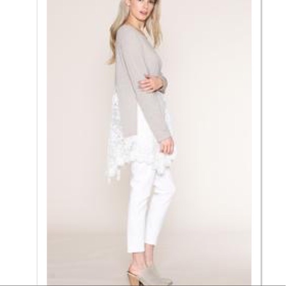 Accepting Offers 🌷Taupe French Terry Lace Tunic - Picture 3 of 3